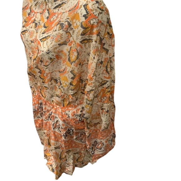 Free People orange floral mini dress size small open back long sleeve‎ - Picture 3 of 6